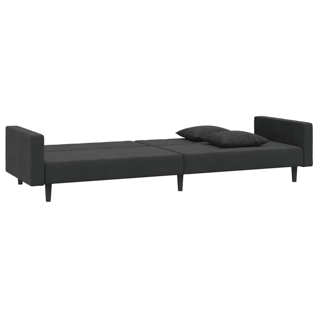 8721012380745_g_en_hd_4 vidaXL 2-Seater Sofa Bed with Two Pillows Black Velvet - Image 6