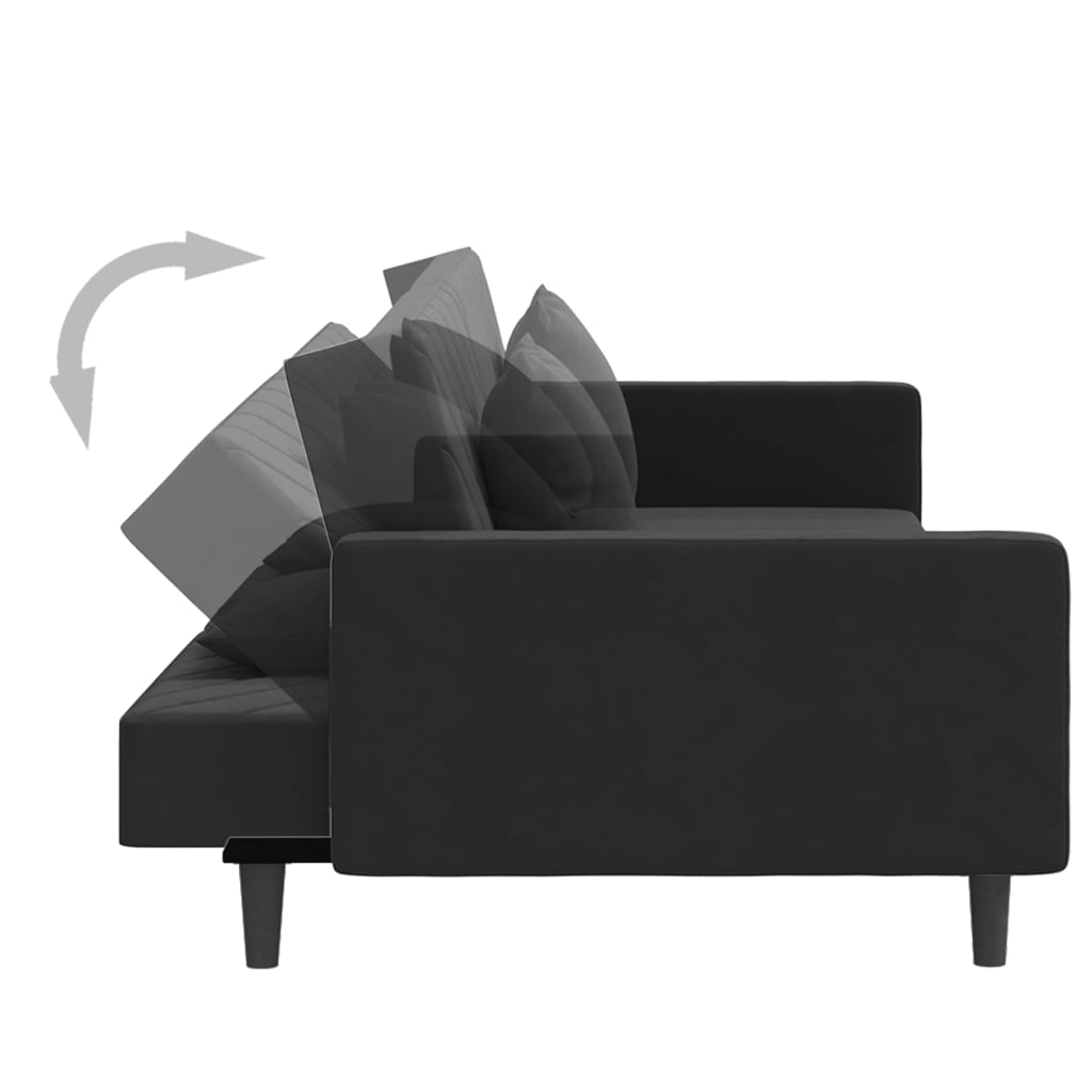 8721012380745_g_en_hd_5 vidaXL 2-Seater Sofa Bed with Two Pillows Black Velvet - Image 7