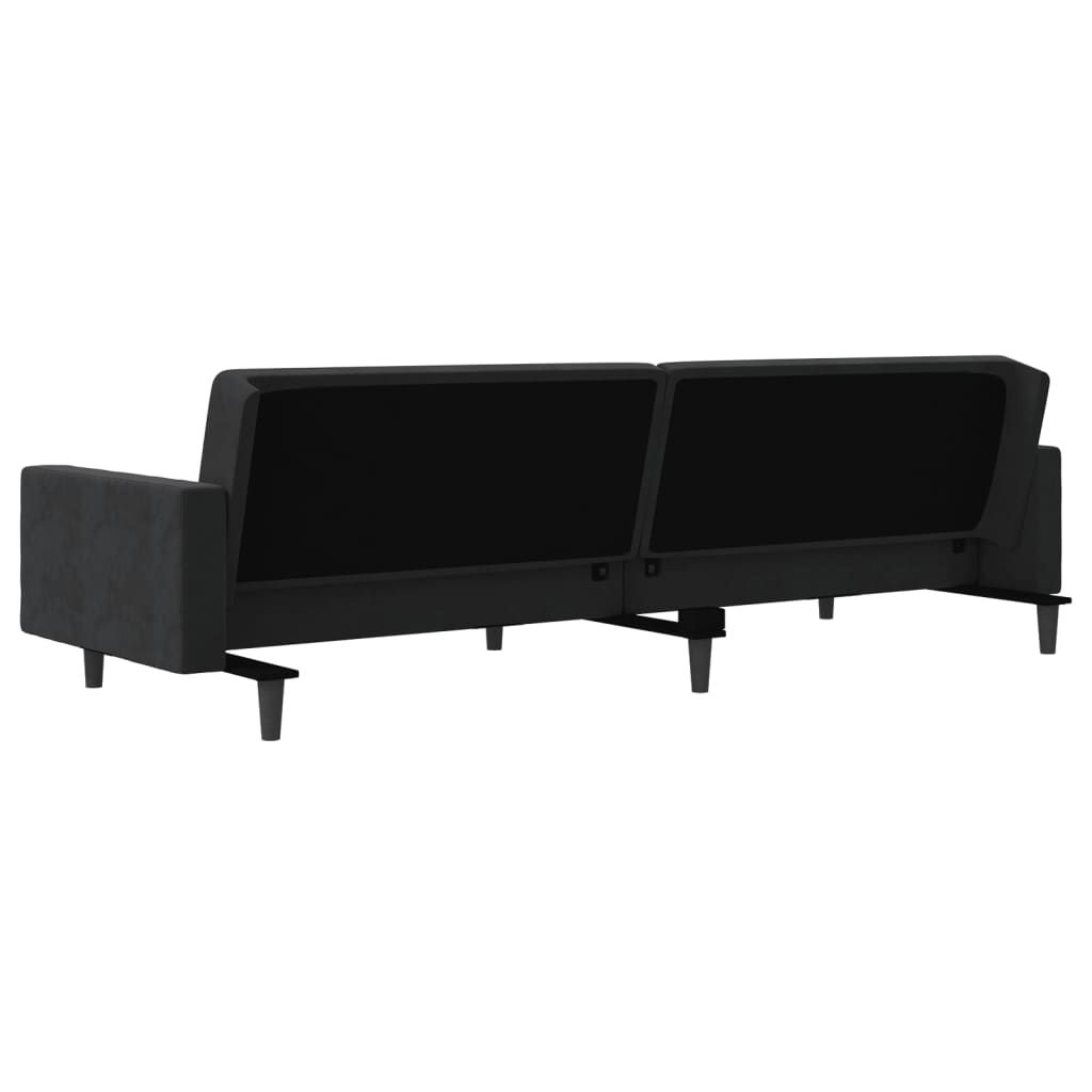 8721012380745_g_en_hd_6 vidaXL 2-Seater Sofa Bed with Two Pillows Black Velvet - Image 8
