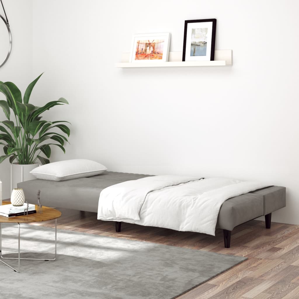 8721012380776_g_en_hd_1 vidaXL 2-Seater Sofa Bed Light Grey Velvet - Image 3