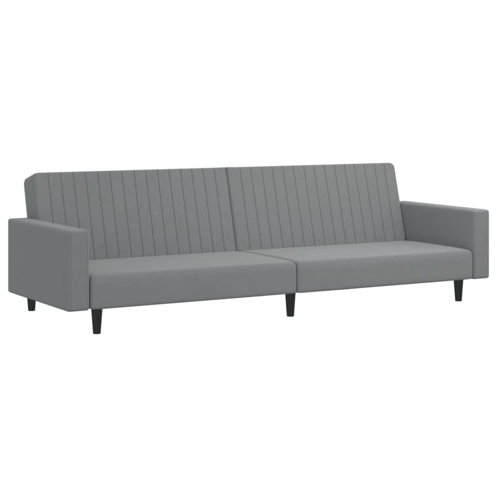 8721012380882_a_en_hd_1 vidaXL 2-Seater Sofa Bed Light Grey Velvet - Image 2