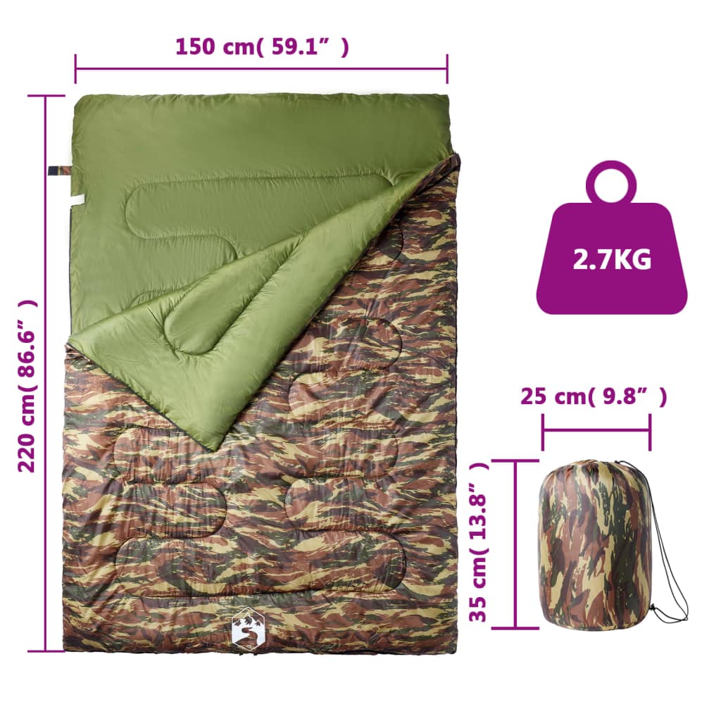 8721012383234_g_en_hd_4 vidaXL Double Sleeping Bag with Pillows for Adults Camping 3-4 Seasons - Image 5