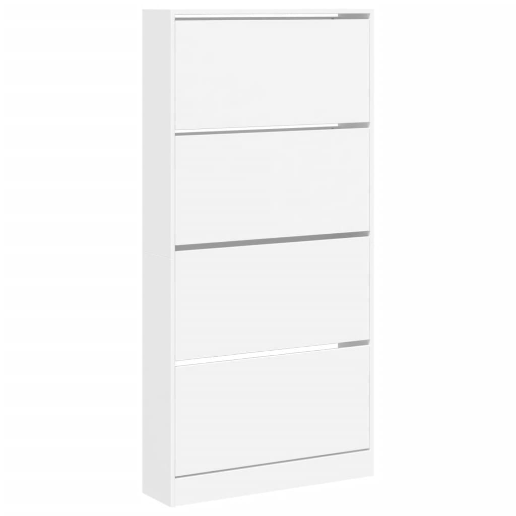 8721012385580_a_en_hd_1 vidaXL Shoe Cabinet with 4 Flip-Drawers White 80x21x163.5 cm - Image 2