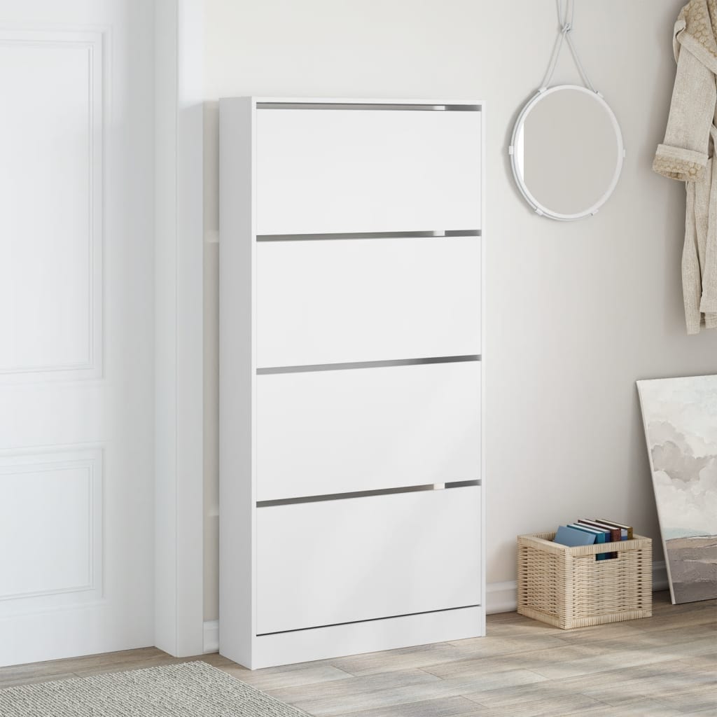 8721012385580_g_en_hd_1 vidaXL Shoe Cabinet with 4 Flip-Drawers White 80x21x163.5 cm - Image 4