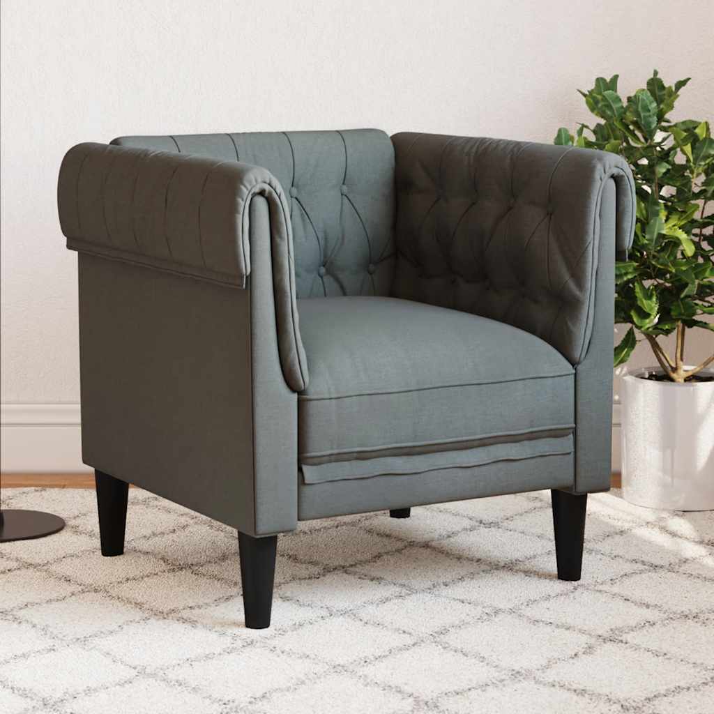 8721012399259_m_en_hd_1 vidaXL Chesterfield Sofa Chair Dark Grey Fabric - Image 1