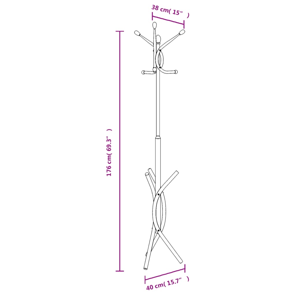8721012408005_g_en_hd_6 vidaXL Coat Stand Black 176 cm Powder-coated Iron - Image 8