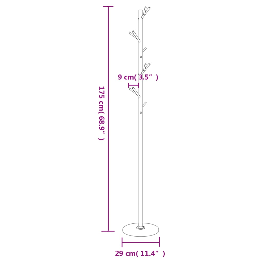 8721012408203_g_en_hd_6 vidaXL Coat Stand Black 175 cm Powder-coated Iron - Image 8