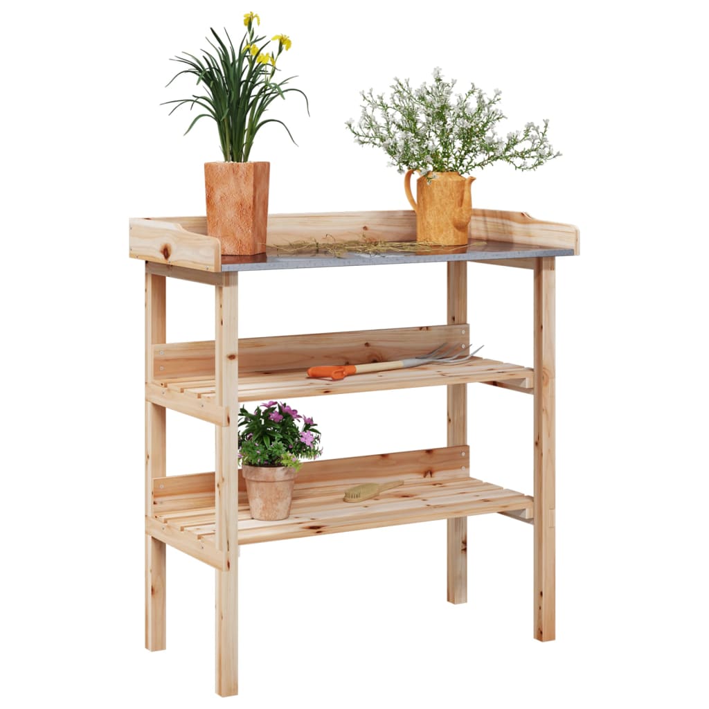 8721012409989_m_en_hd_1 vidaXL Plant Table with Shelves 78x38x82.5 cm Solid Wood Fir - Image 1