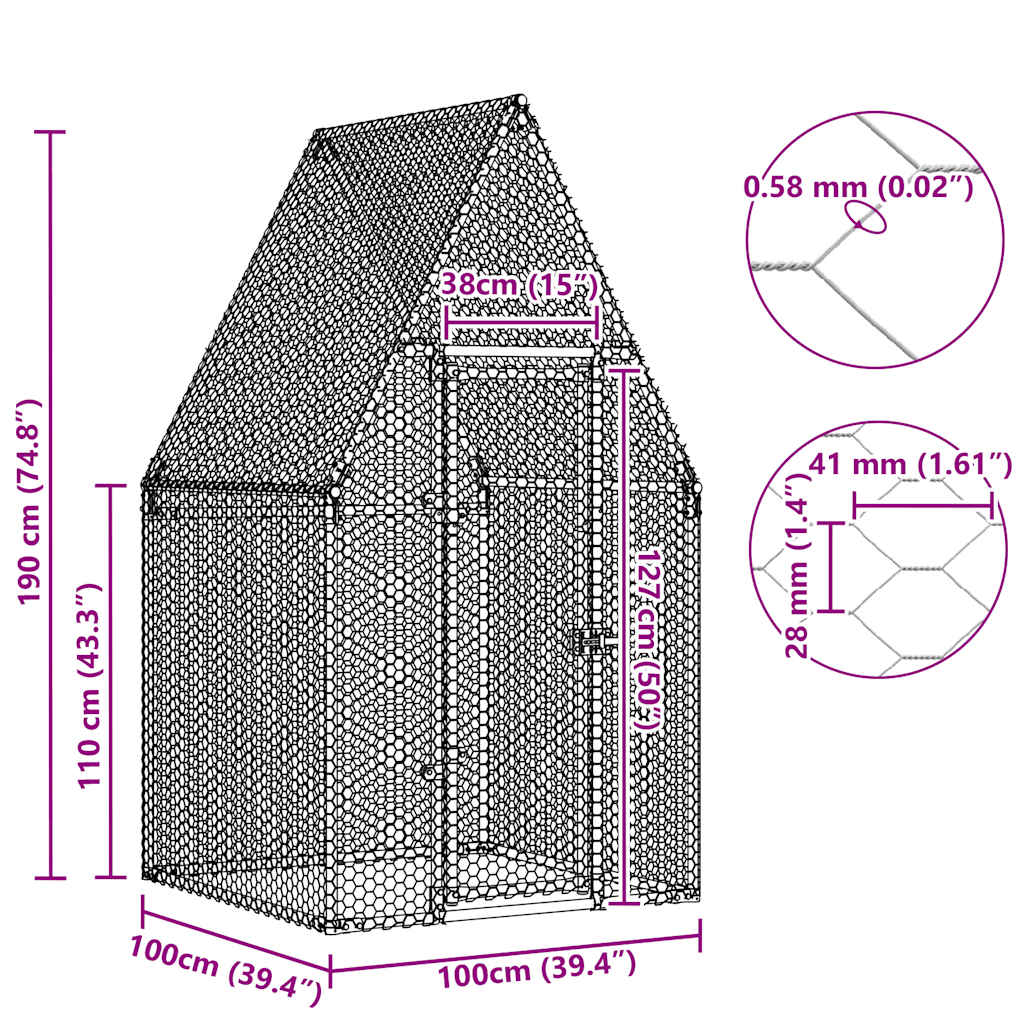 8721012410350_g_en_hd_8 vidaXL Chicken Cage Silver 100x100x190 cm Galvanised Steel - Image 10