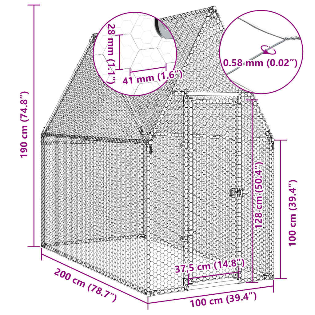 8721012410367_g_en_hd_9 vidaXL Chicken Cage Silver 200x100x190 cm Galvanised Steel - Image 11