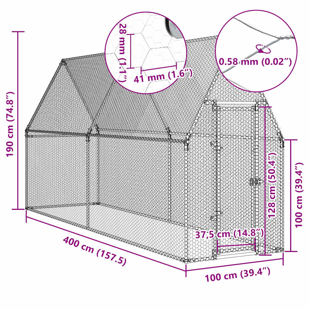 8721012410374_g_en_hd_8 vidaXL Chicken Cage Silver 400x100x190 cm Galvanised Steel - Image 10