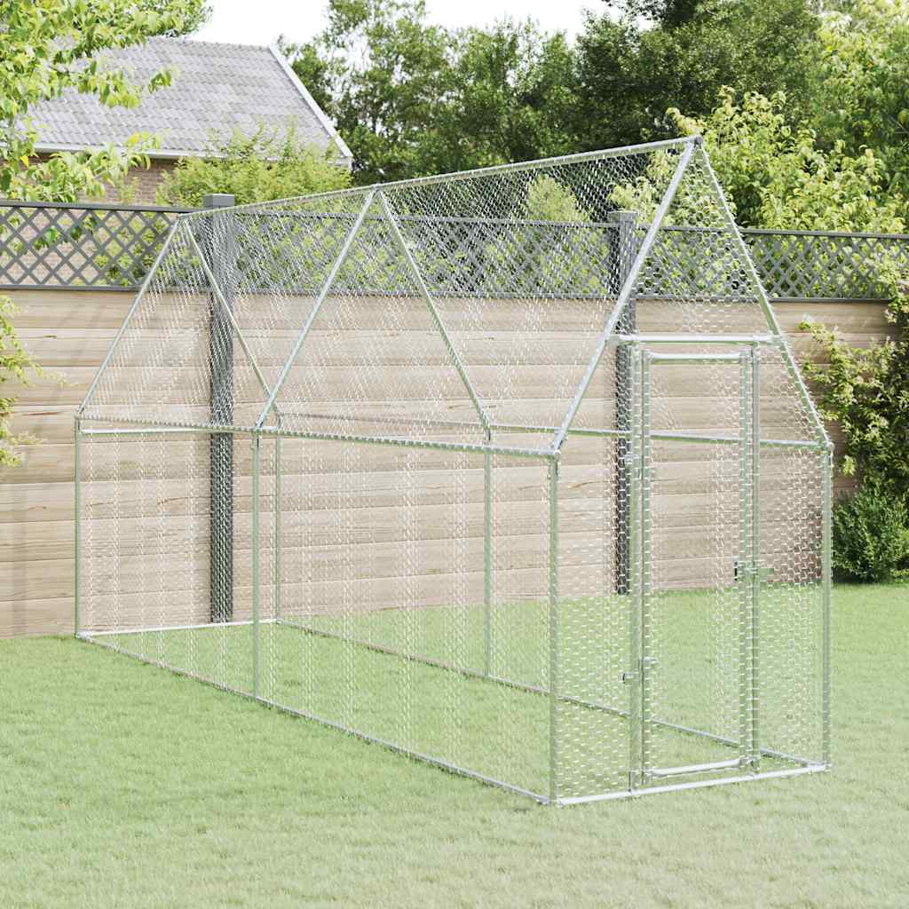 8721012410374_m_en_hd_1 vidaXL Chicken Cage Silver 400x100x190 cm Galvanised Steel - Image 1