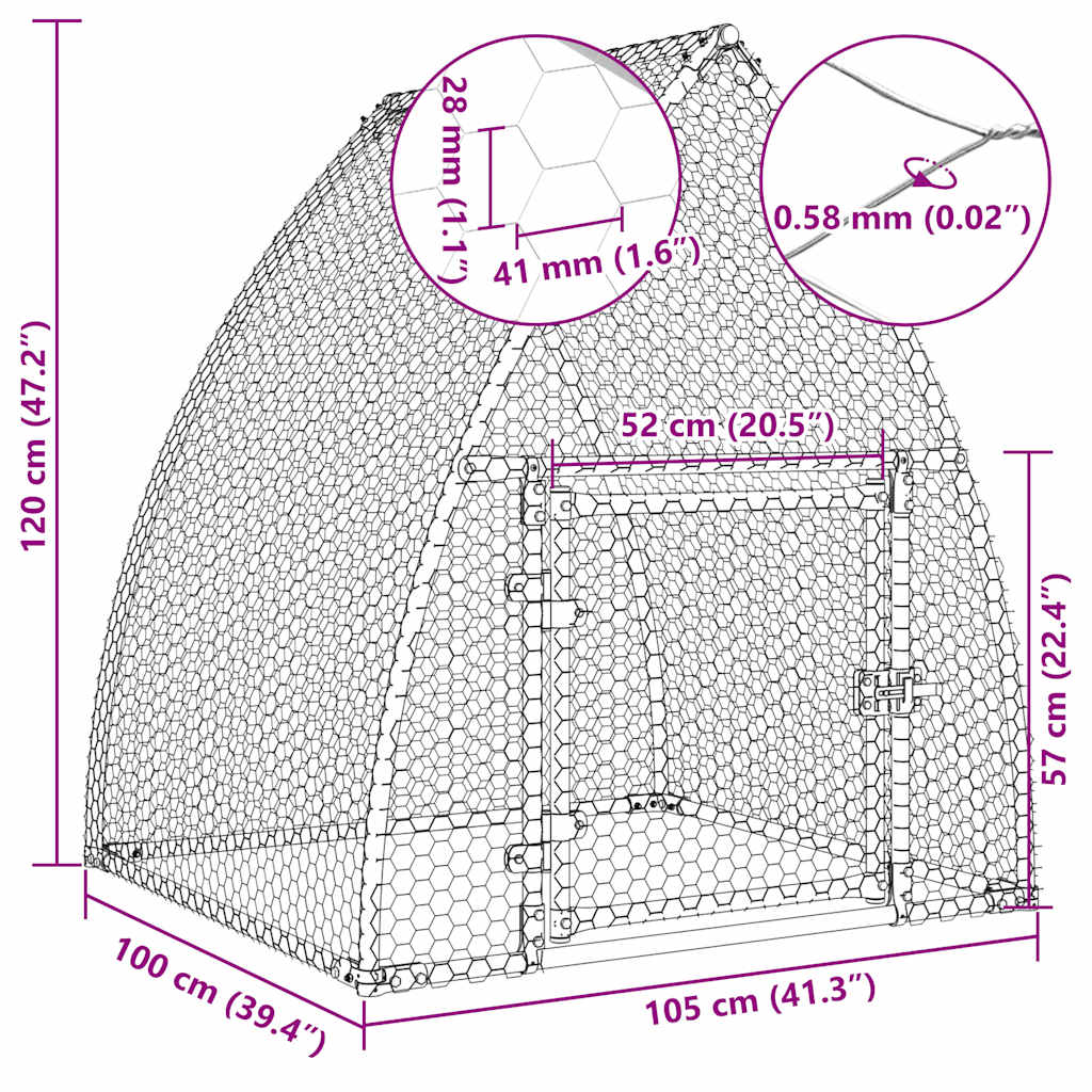 8721012410381_g_en_hd_9 vidaXL Chicken Cage Silver 100x105x120 cm Galvanised Steel - Image 11