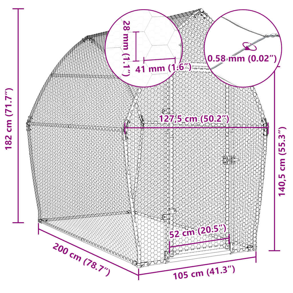 8721012410411_g_en_hd_9 vidaXL Chicken Cage Silver 200x105x182 cm Galvanised Steel - Image 11