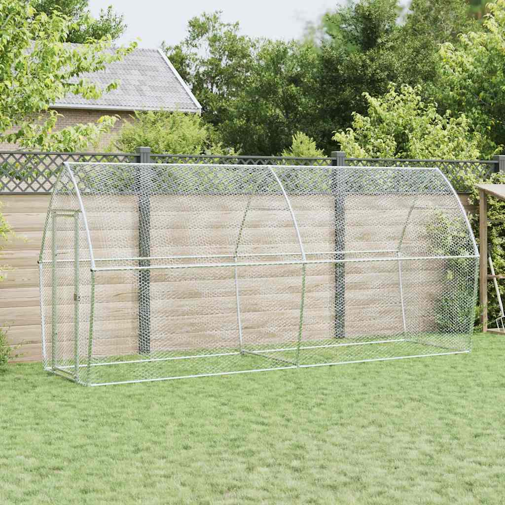 8721012410428_m_en_hd_1 vidaXL Chicken Cage Silver 400x105x182 cm Galvanised Steel - Image 1
