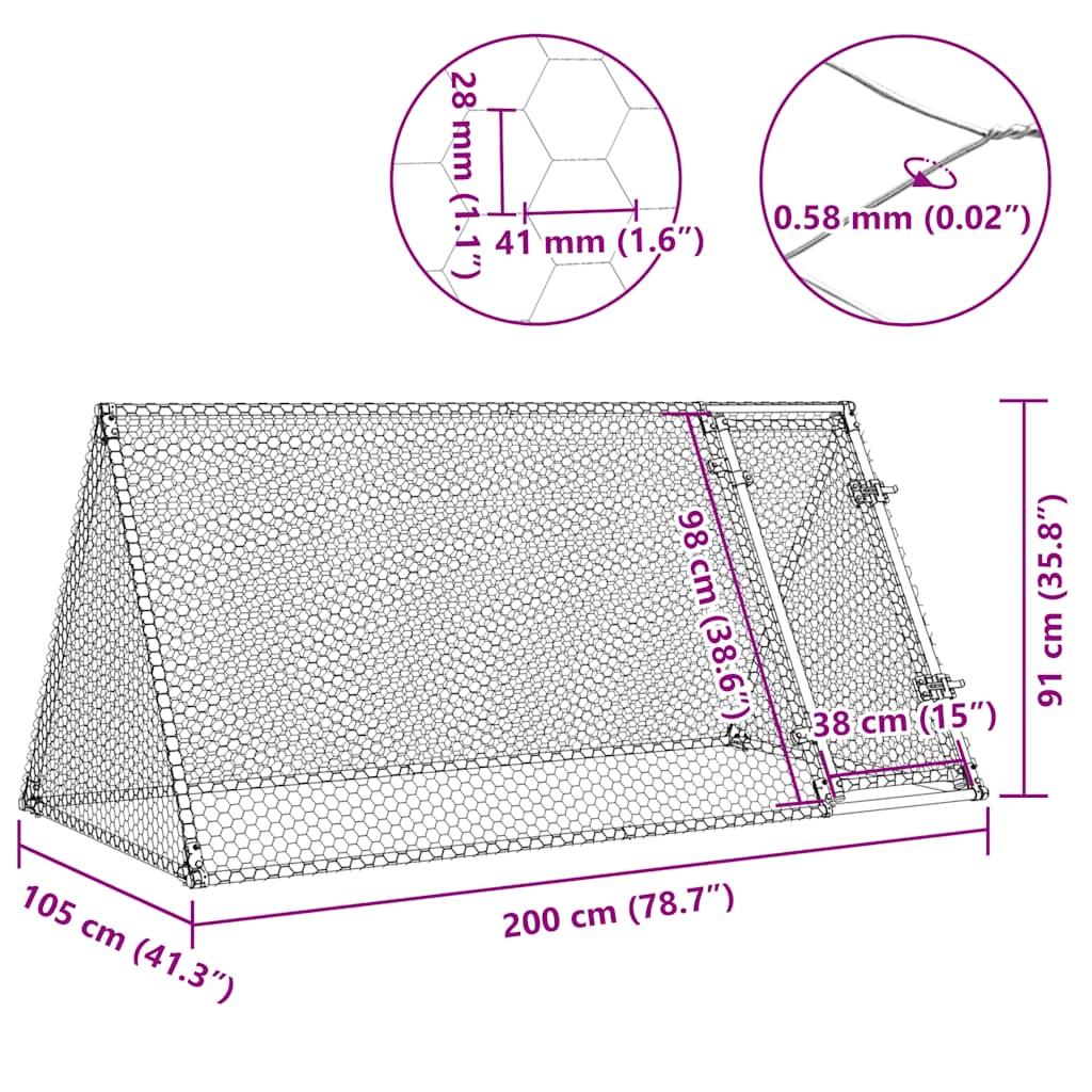 8721012410435_g_en_hd_8 vidaXL Chicken Cage Silver 200x105x91 cm Galvanised Steel - Image 10