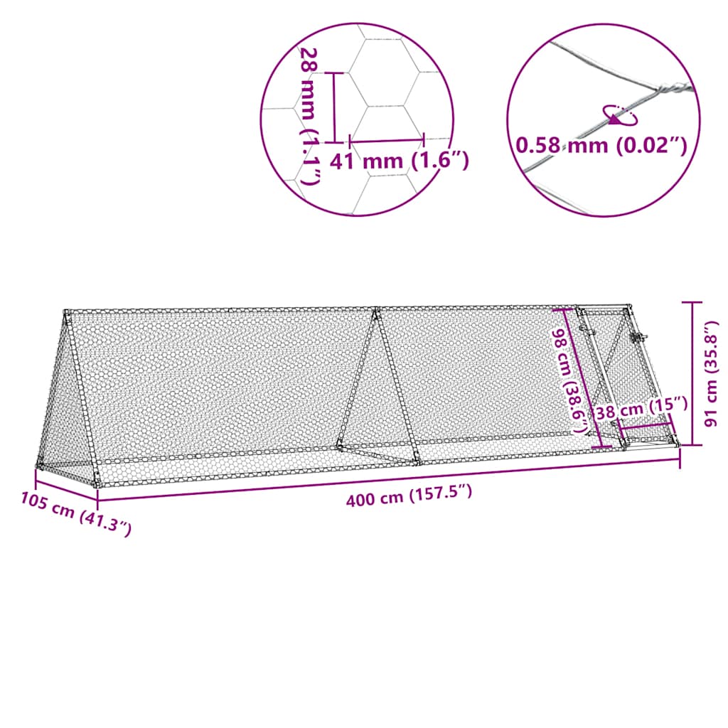 8721012410442_g_en_hd_7 vidaXL Chicken Cage Silver 400x105x91 cm Galvanised Steel - Image 9