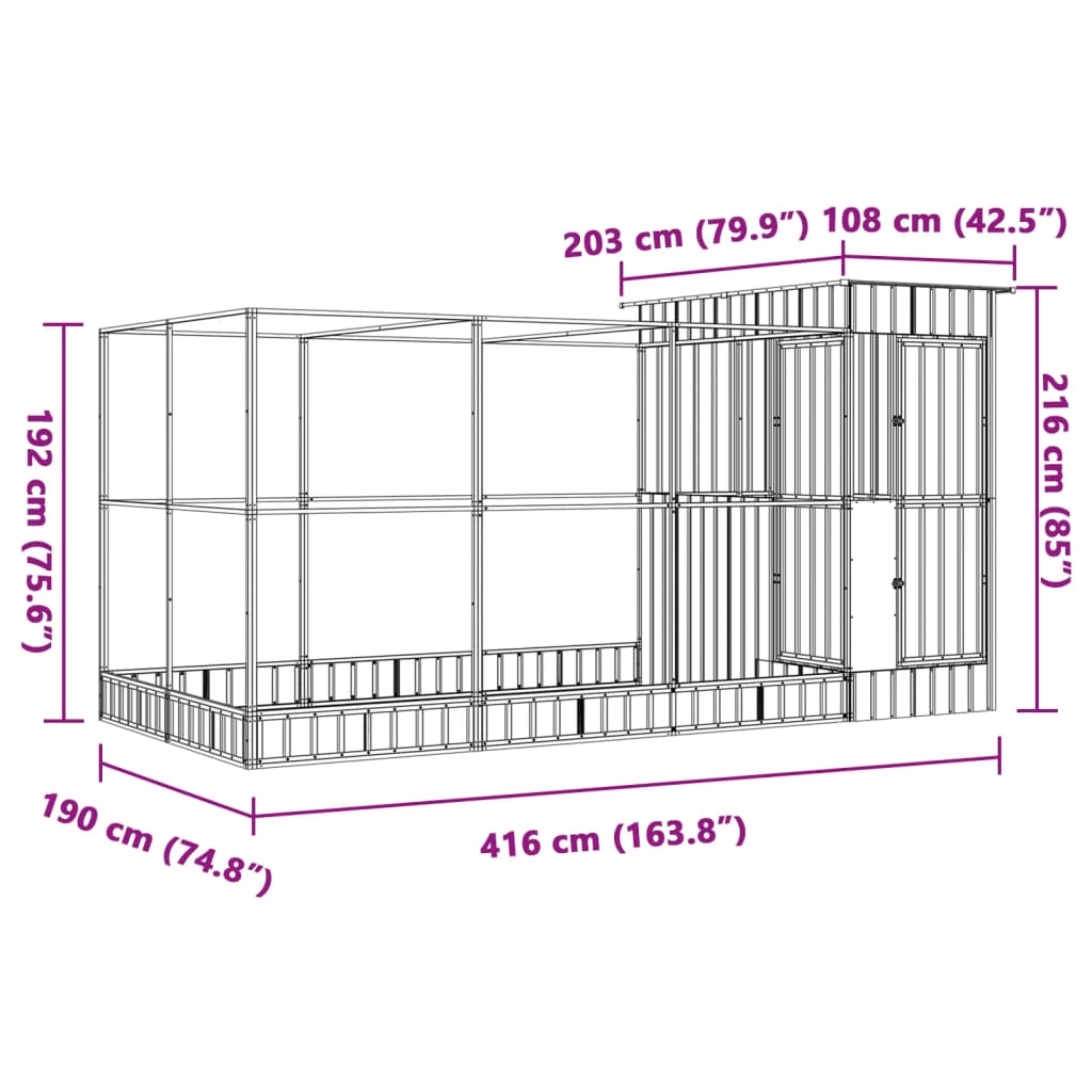 8721012424531_g_en_hd_6 vidaXL Aviary with Extension Silver 416x203x216 cm Steel - Image 8