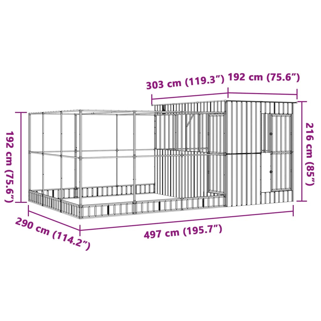 8721012424586_g_en_hd_6 vidaXL Aviary with Extension Silver 497x303x216 cm Steel - Image 8