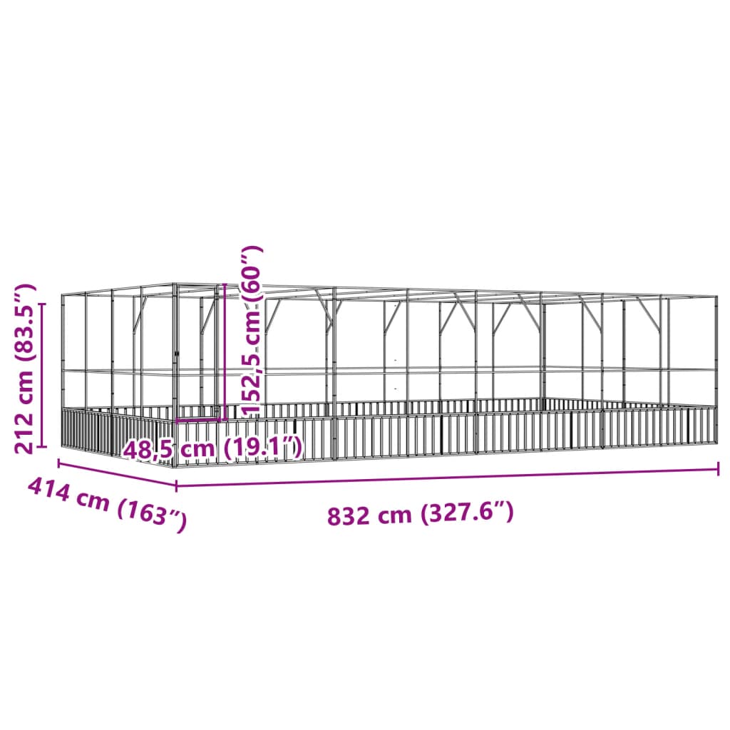 8721012424760_g_en_hd_6 vidaXL Aviary with Extension Silver 832x414x212 cm Steel - Image 8