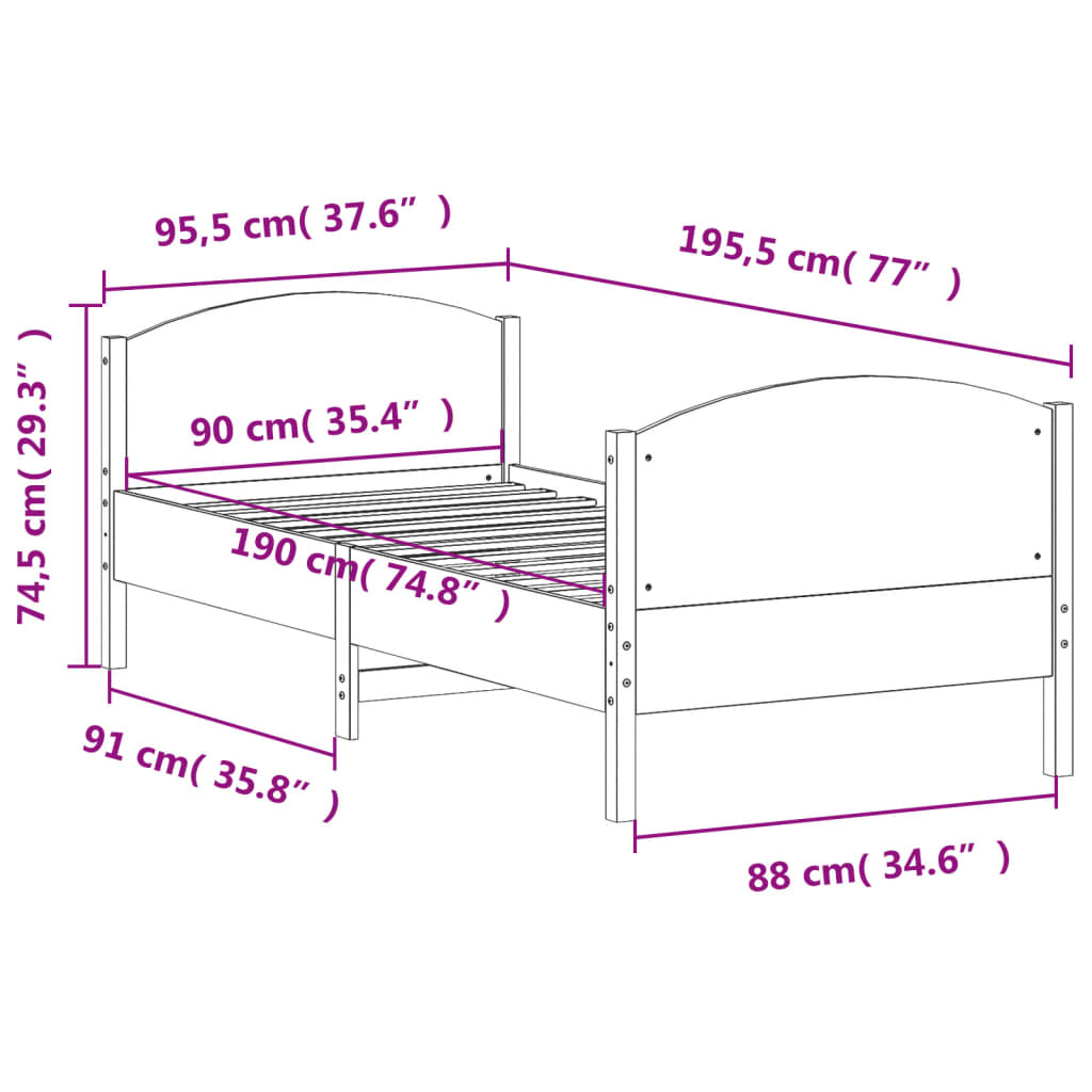8721012427679_g_en_hd_7 vidaXL Bed Frame without Mattress 90x190 cm Solid Wood Pine - Image 9