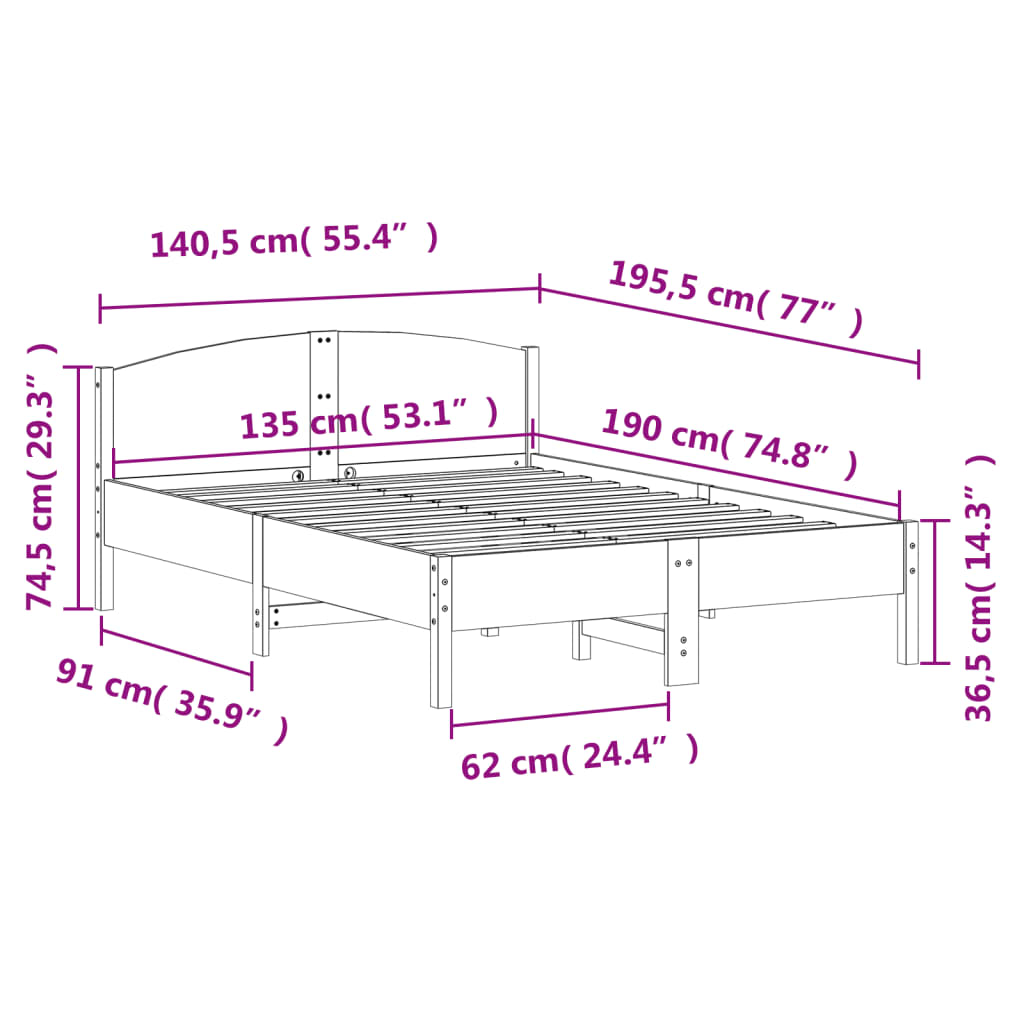 8721012427945_g_en_hd_7 vidaXL Bed Frame without Mattress 135x190 cm Solid Wood Pine - Image 9