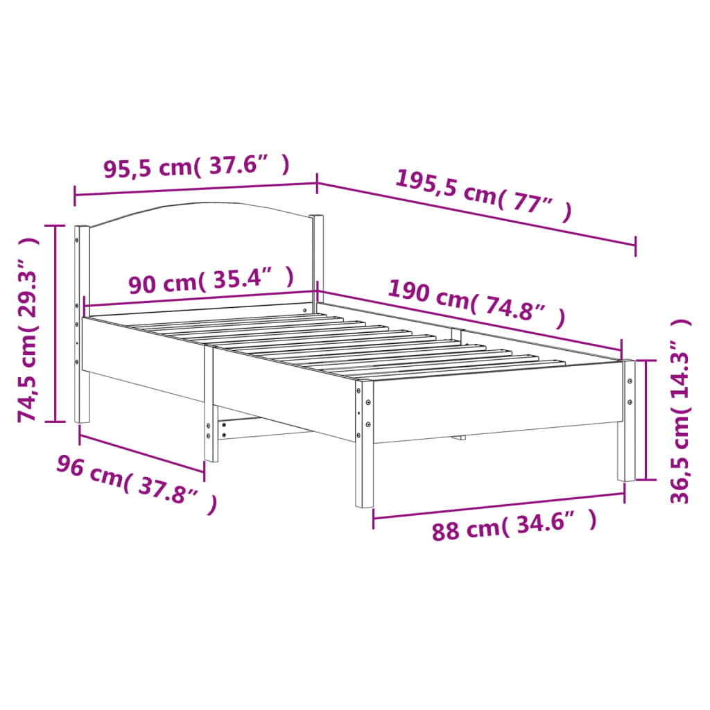 8721012428065_g_en_hd_7 vidaXL Bed Frame without Mattress 90x190 cm Solid Wood Pine - Image 9