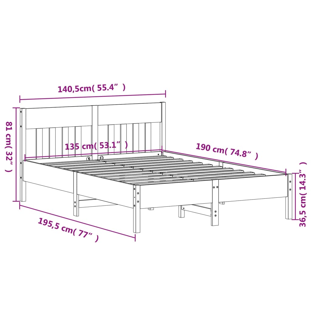 8721012428393_g_en_hd_7 vidaXL Bed Frame without Mattress 135x190 cm Solid Wood Pine - Image 9