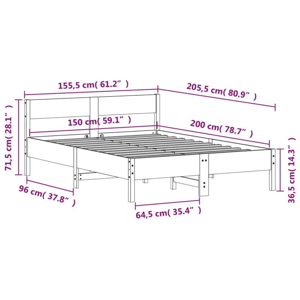 8721012428997_g_en_hd_7 vidaXL Bed Frame without Mattress 150x200 cm Solid Wood Pine - Image 9