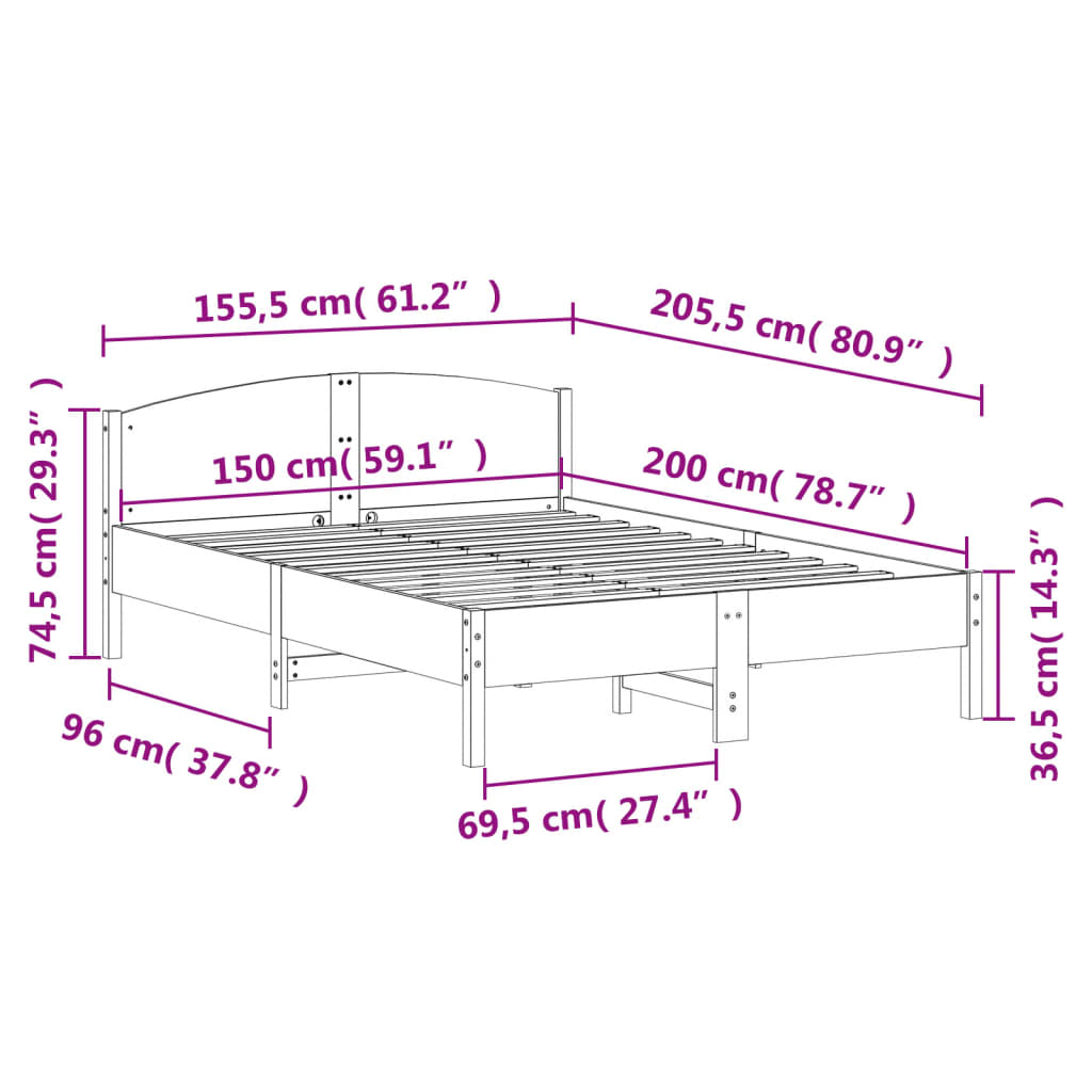8721012430402_g_en_hd_7 vidaXL Bed Frame without Mattress 150x200 cm Solid Wood Pine - Image 9