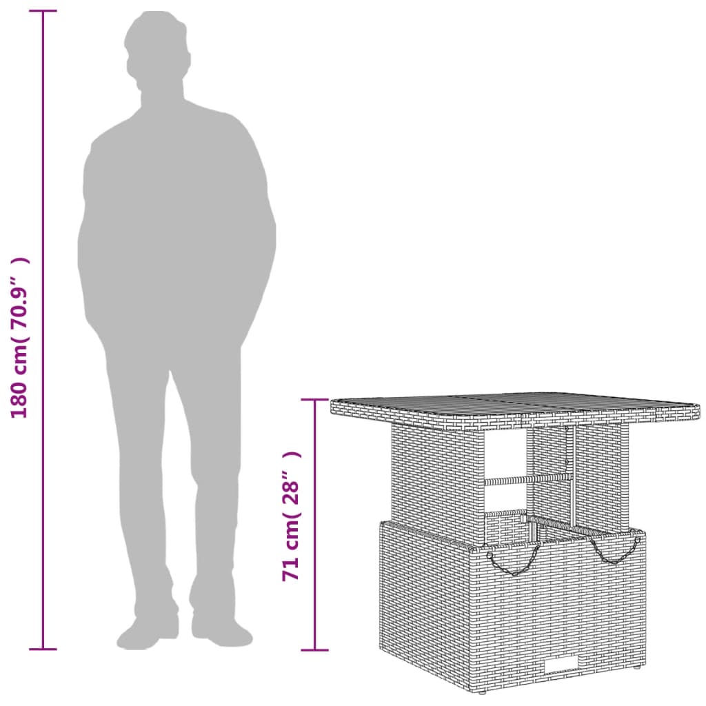 8721012449435_g_en_hd_10 vidaXL Garden Table Grey 80x80x71 cm Poly Rattan and Acacia Wood - Image 12