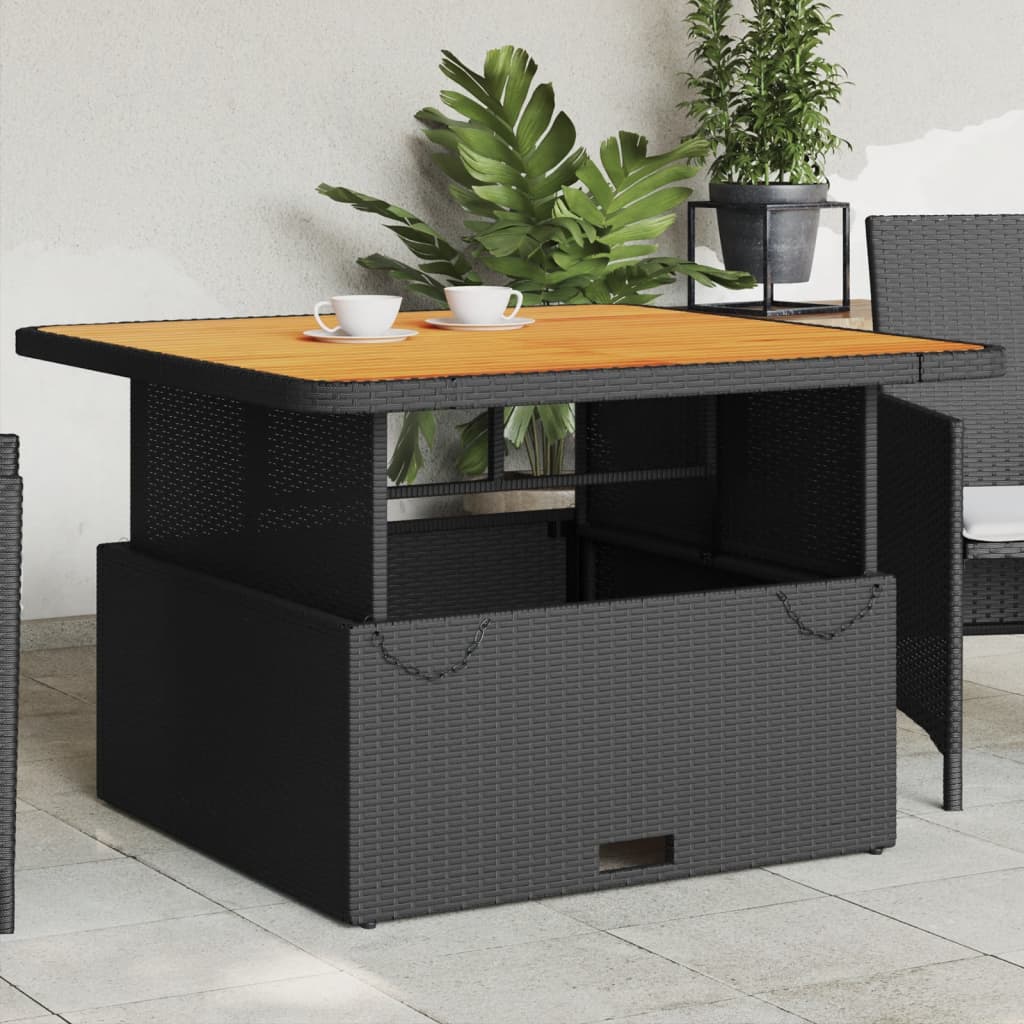 8721012449459_m_en_hd_1 vidaXL Garden Table Black 110x110x71 cm Poly Rattan and Acacia Wood - Image 1