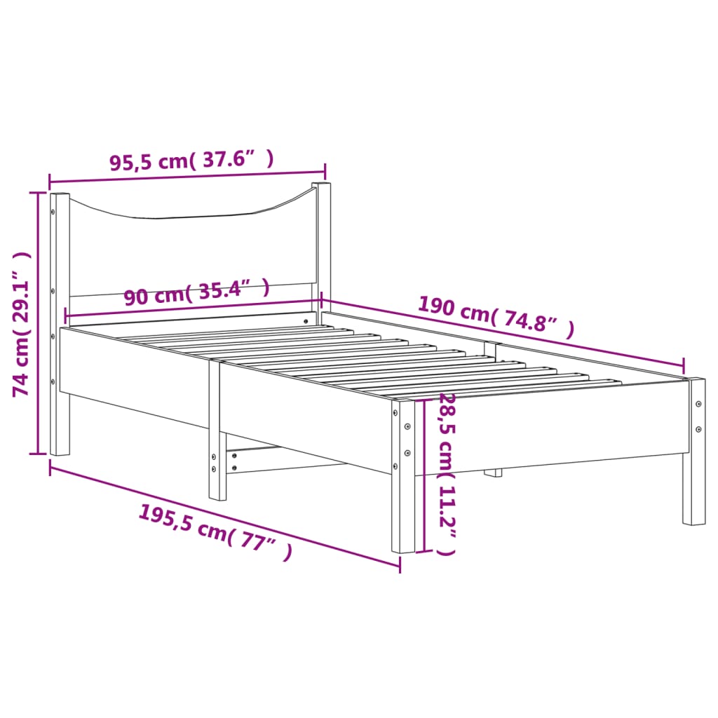 8721012449961_g_en_hd_7 vidaXL Bed Frame without Mattress 90x190 cm Solid Wood Pine - Image 9