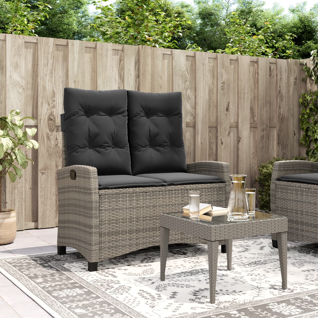 8721012450455_m_en_hd_1 vidaXL Reclining Garden Bench with Cushions Grey Poly Rattan - Image 1