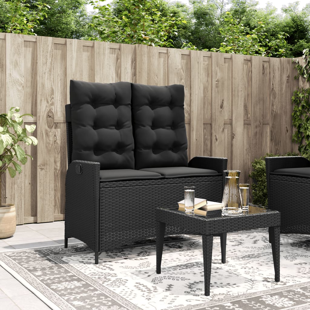 8721012450530_m_en_hd_1 vidaXL Reclining Garden Bench with Cushions Black Poly Rattan - Image 1
