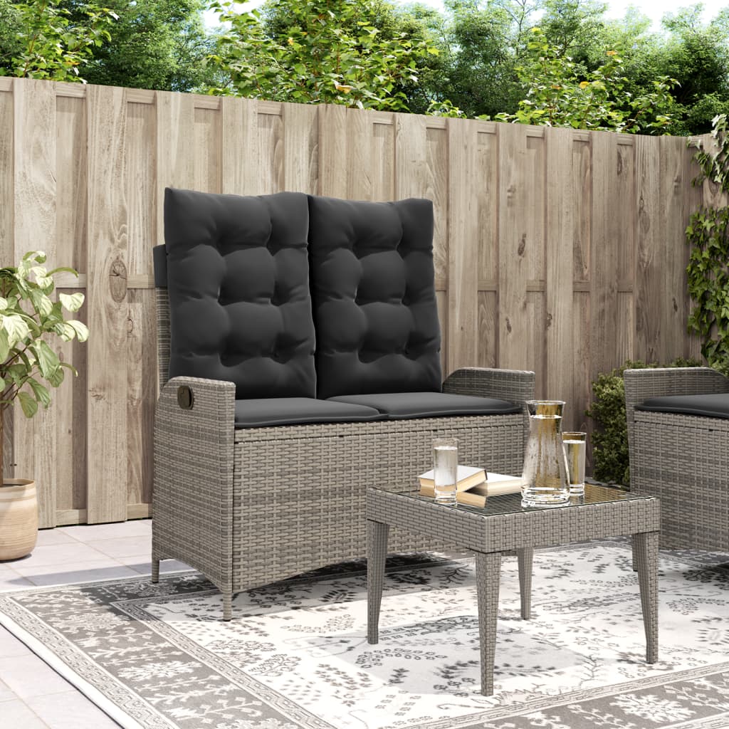 8721012450554_m_en_hd_1 vidaXL Reclining Garden Bench with Cushions Grey Poly Rattan - Image 1