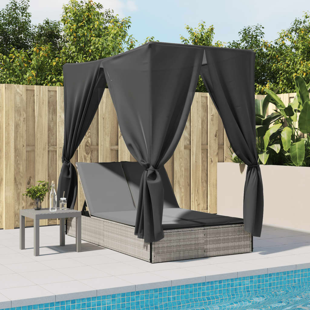 8721012450912_g_en_hd_1 vidaXL Double Sun Lounger with Roof and Curtains Light Grey Poly Rattan - Image 3