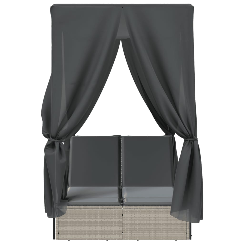 8721012450912_g_en_hd_2 vidaXL Double Sun Lounger with Roof and Curtains Light Grey Poly Rattan - Image 4