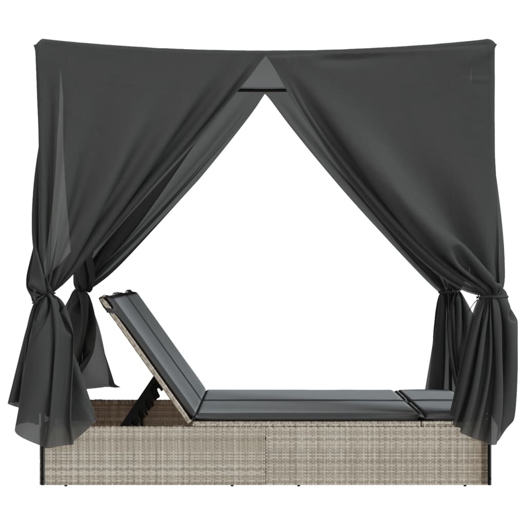 8721012450912_g_en_hd_3 vidaXL Double Sun Lounger with Roof and Curtains Light Grey Poly Rattan - Image 5