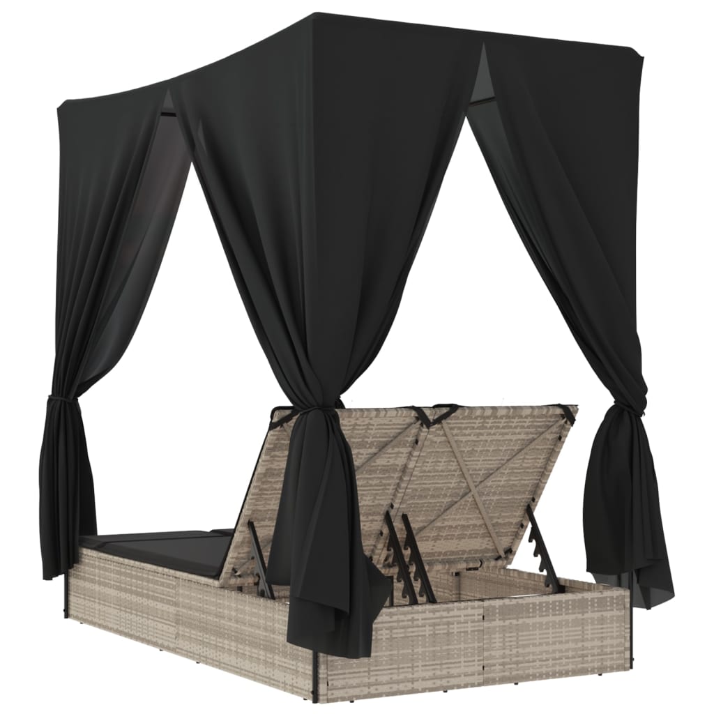 8721012450912_g_en_hd_4 vidaXL Double Sun Lounger with Roof and Curtains Light Grey Poly Rattan - Image 6