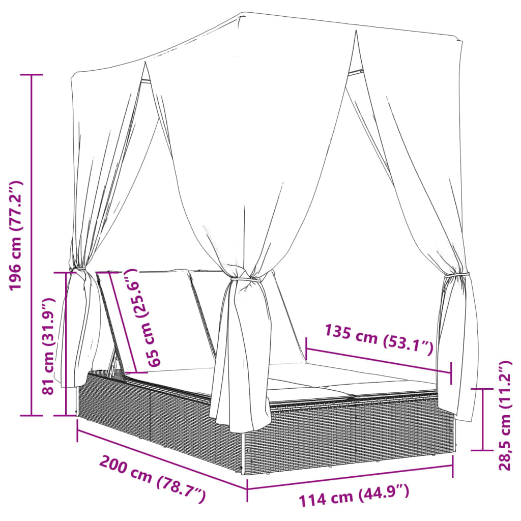 8721012450912_g_en_hd_7 vidaXL Double Sun Lounger with Roof and Curtains Light Grey Poly Rattan - Image 9