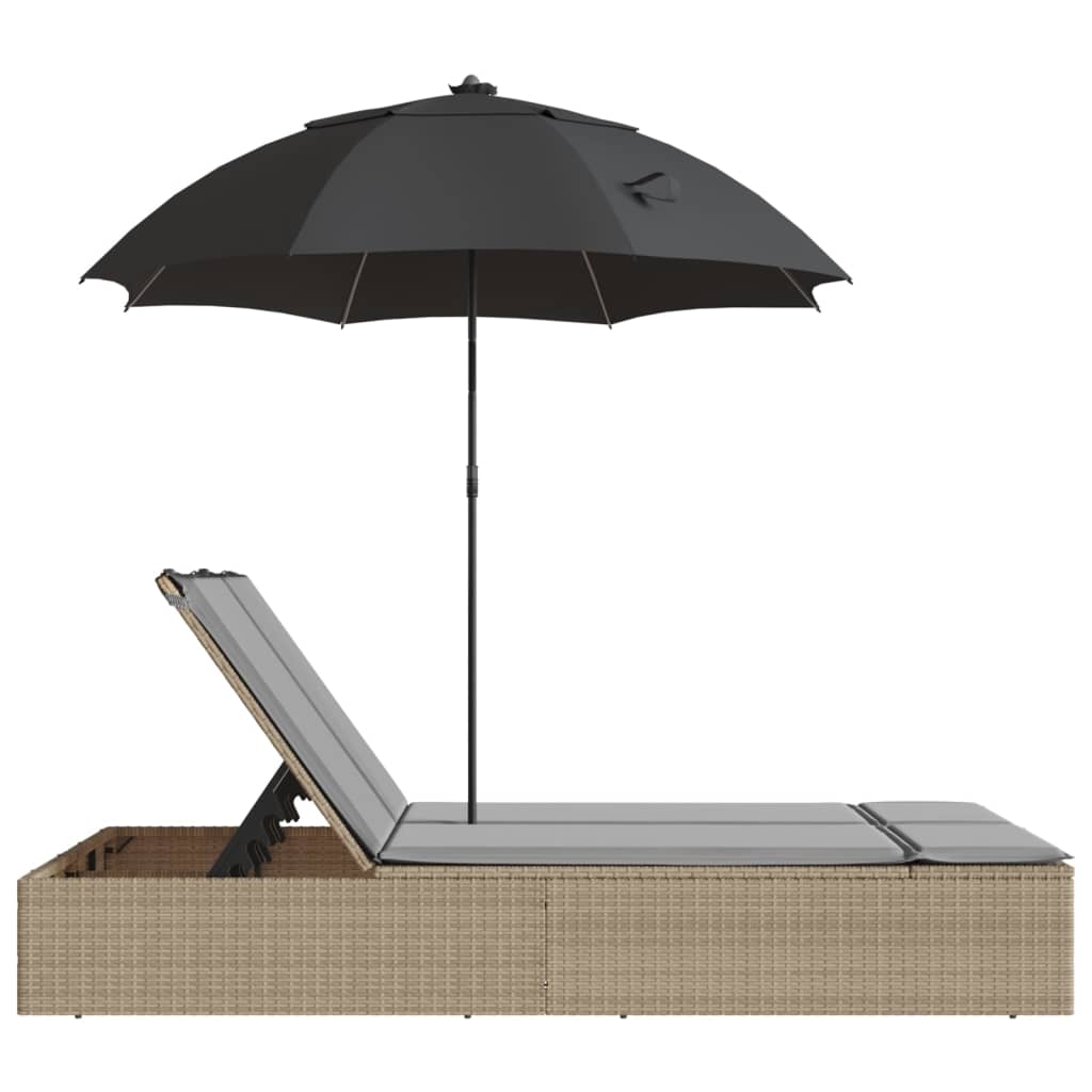 8721012450981_g_en_hd_3 vidaXL Double Sun Lounger with Cushions&Parasol Beige Poly Rattan - Image 5