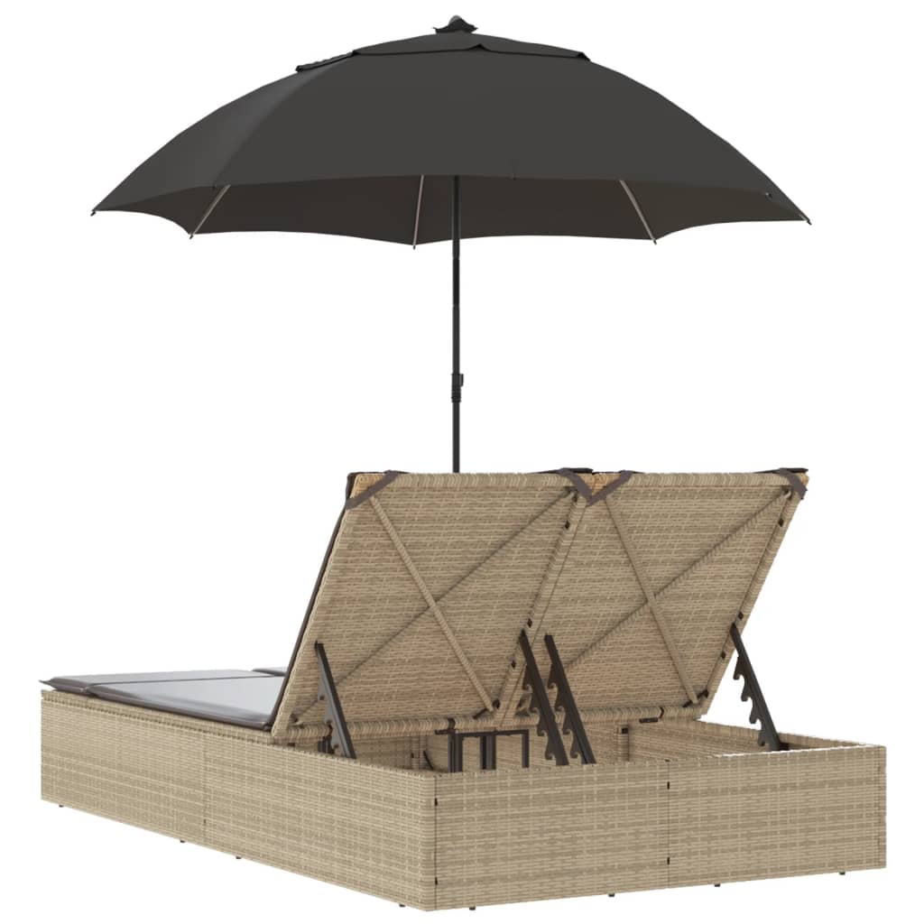 8721012450981_g_en_hd_4 vidaXL Double Sun Lounger with Cushions&Parasol Beige Poly Rattan - Image 6