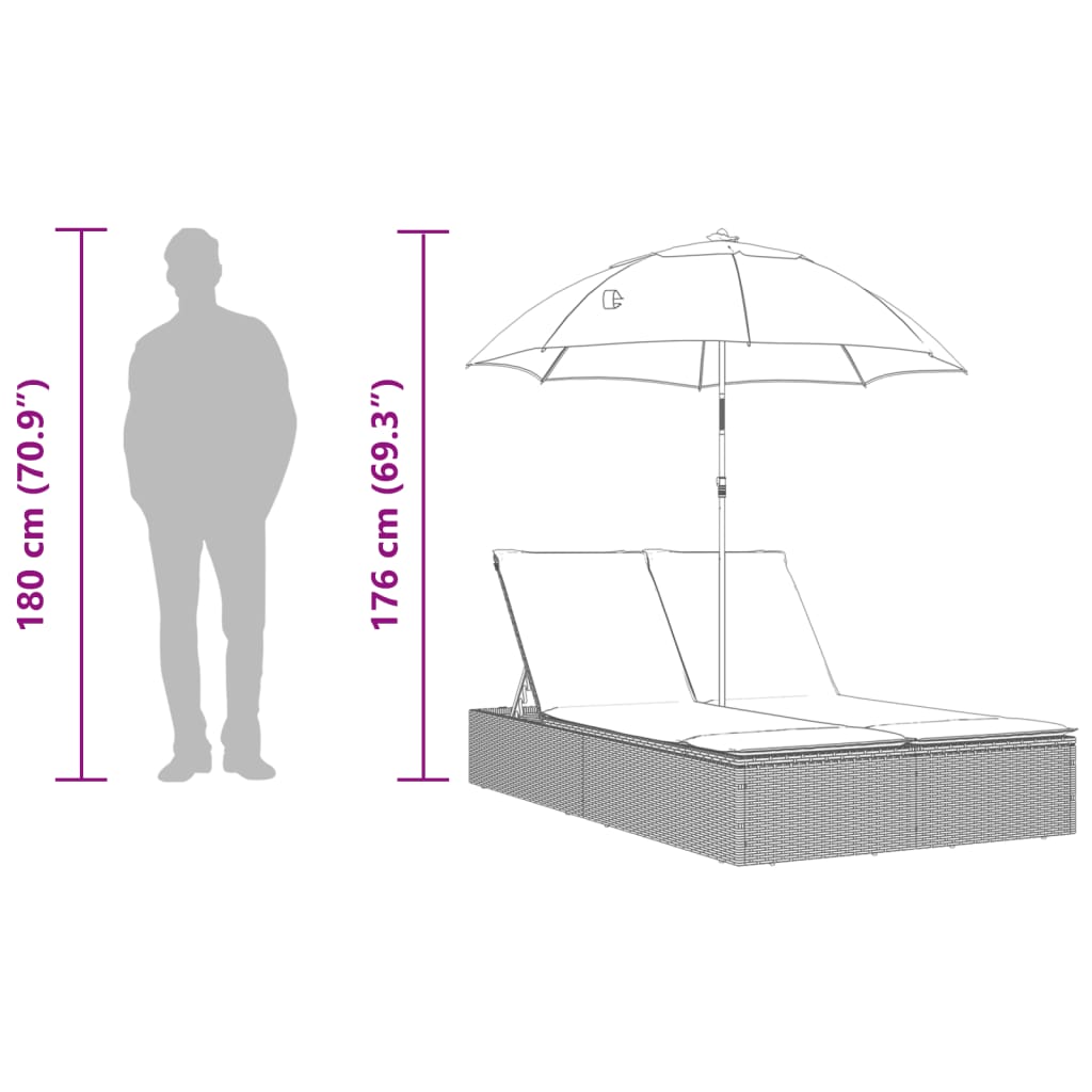 8721012450981_g_en_hd_8 vidaXL Double Sun Lounger with Cushions&Parasol Beige Poly Rattan - Image 10