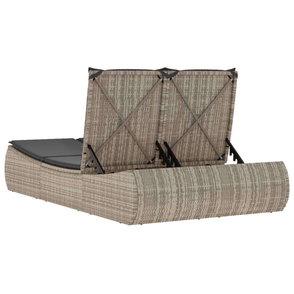 8721012451094_g_en_hd_4 vidaXL Double Sun Lounger with Cushions Light Grey Poly Rattan - Image 6