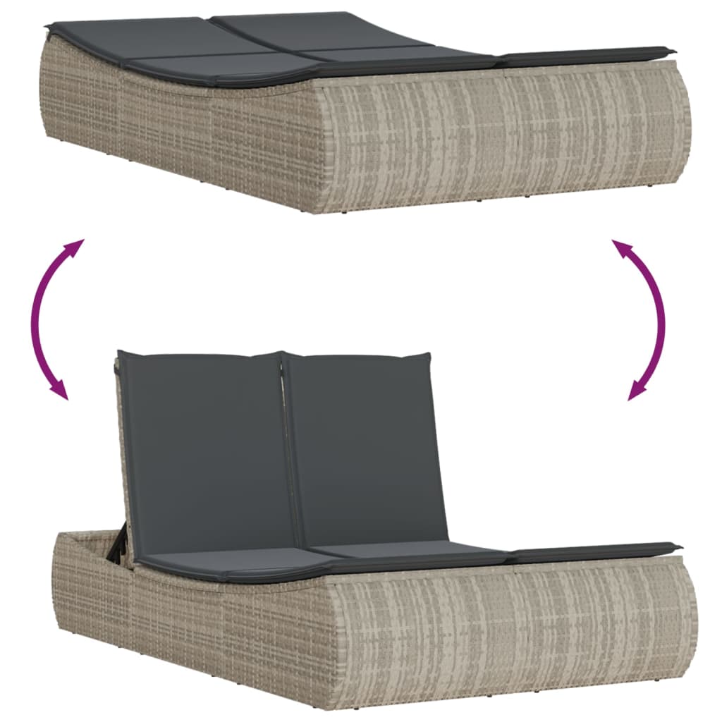 8721012451094_g_en_hd_5 vidaXL Double Sun Lounger with Cushions Light Grey Poly Rattan - Image 7