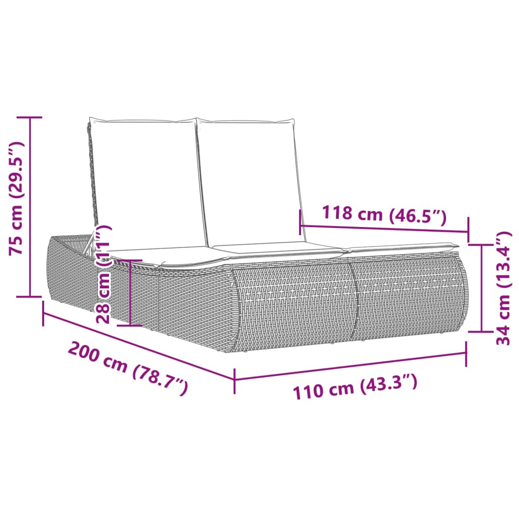 8721012451094_g_en_hd_7 vidaXL Double Sun Lounger with Cushions Light Grey Poly Rattan - Image 9