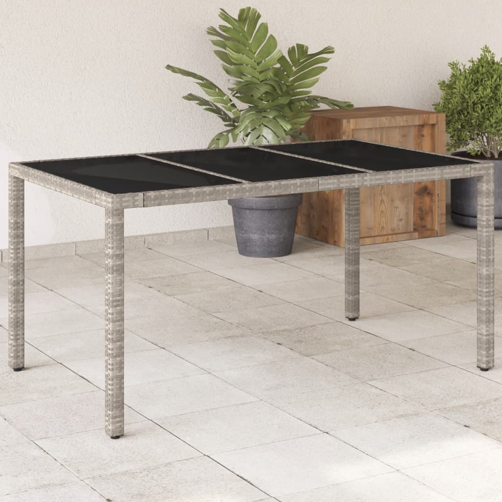 8721012451391_m_en_hd_1 vidaXL Garden Table with Glass Top Light Grey 150x90x75 cm Poly Rattan - Image 1