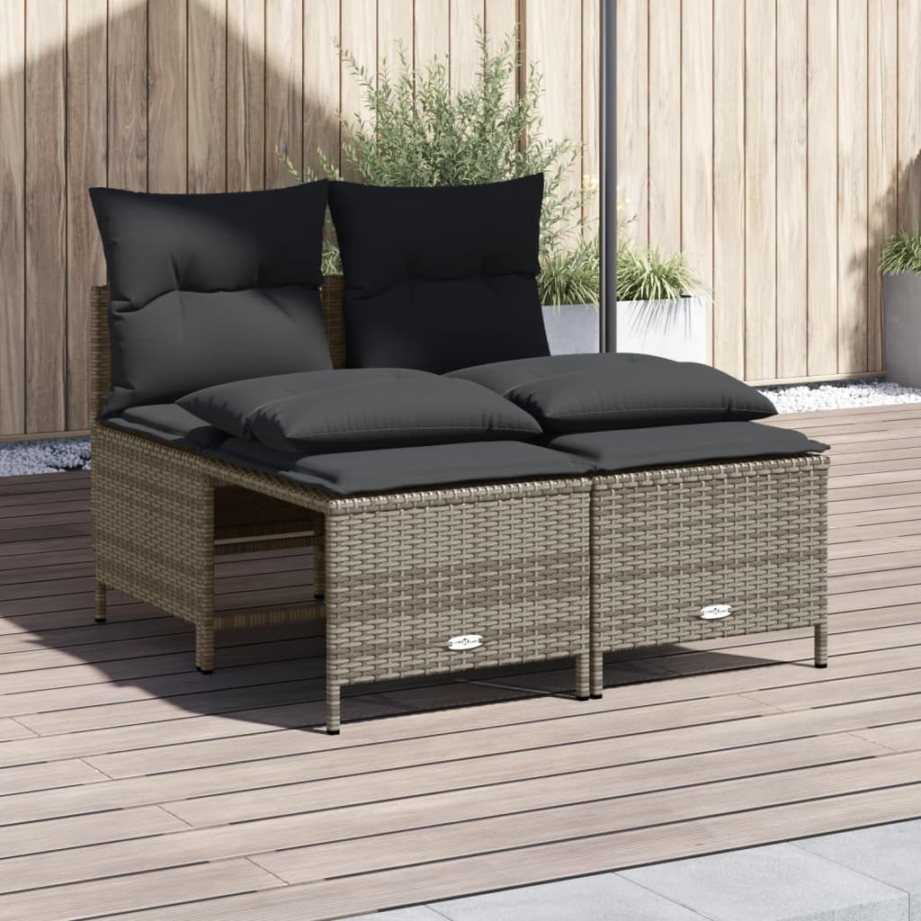 vidaXL 4 Piece Garden Sofa Set with Cushions Grey Poly Rattan