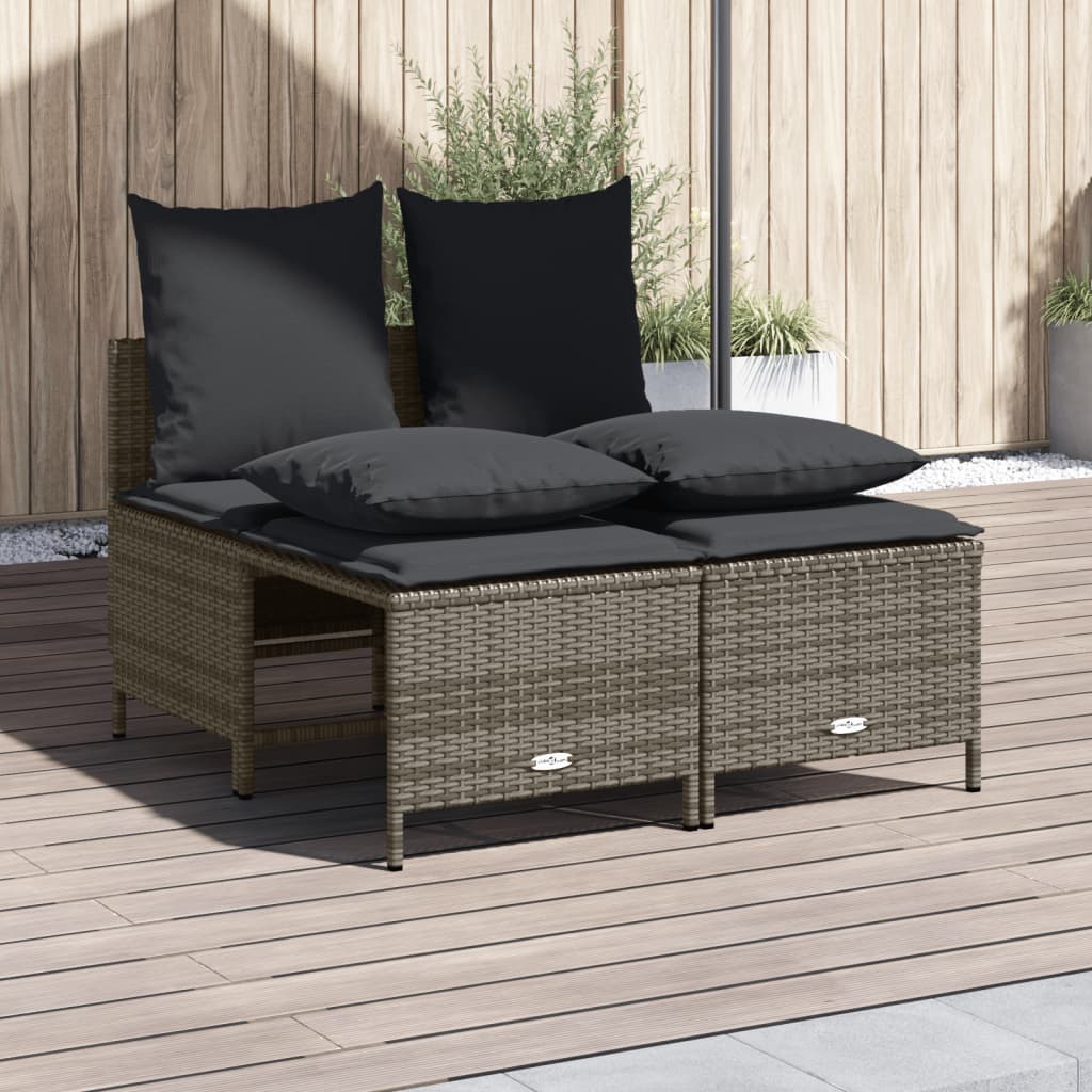 vidaXL 4 Piece Garden Sofa Set with Cushions Grey Poly Rattan